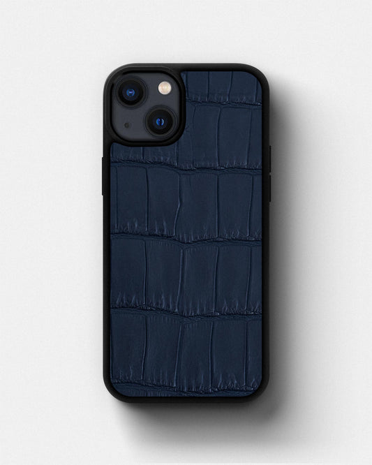 Чохол із темно-синьої шкіри крокодила для iPhone 13
