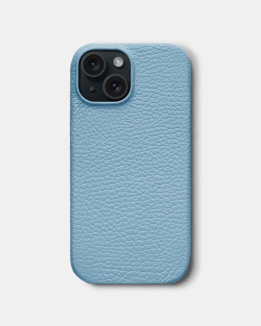 Блакитний шкіряний чохол для iPhone 15