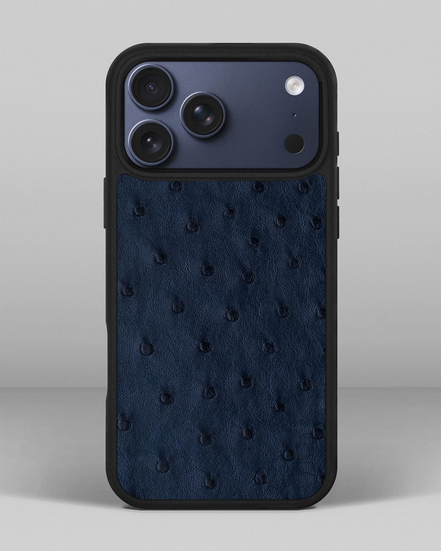 Dark Blue Ostrich Follicles Leather Case for iPhone 17 Pro Max