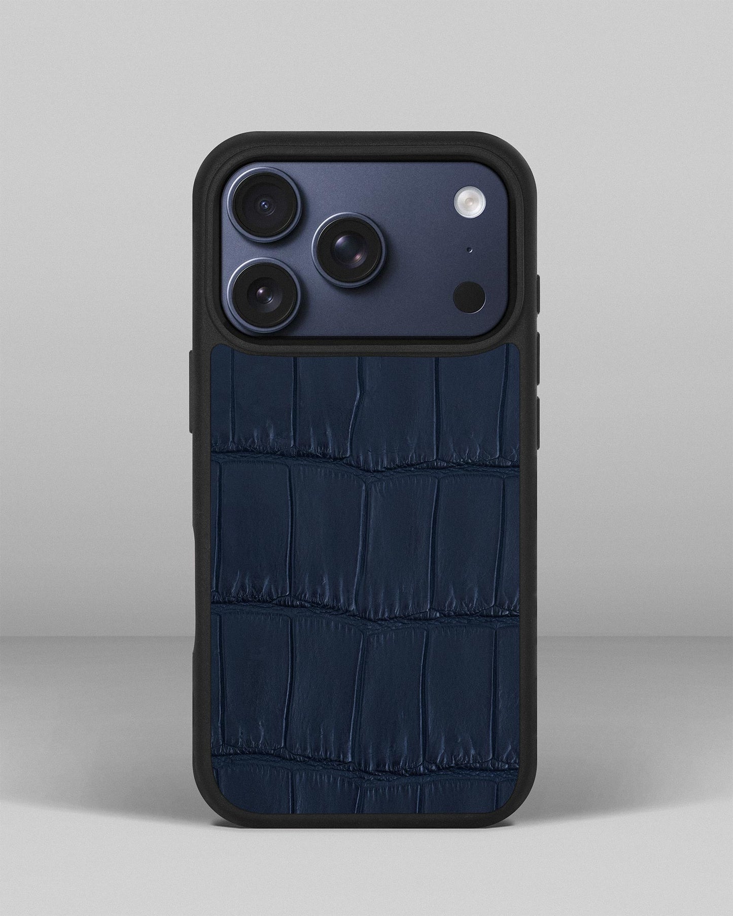 Dark blue crocodile leather case for iPhone 17 Pro