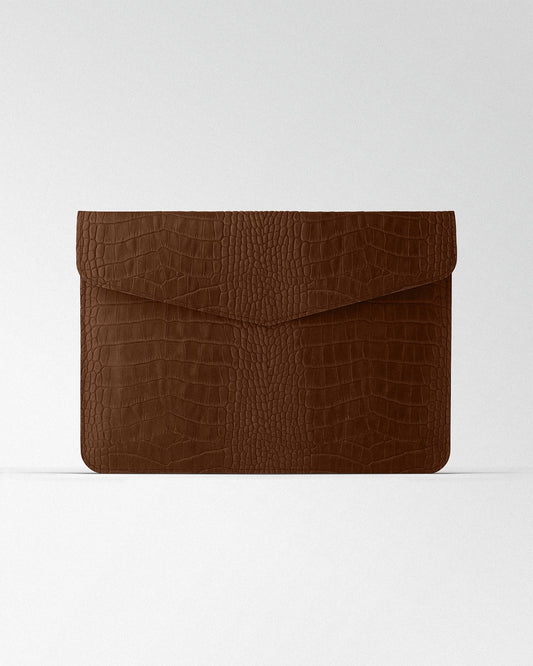Чохол Magnetic Envelope  із коричневого тиснення під крокодила для MacBook