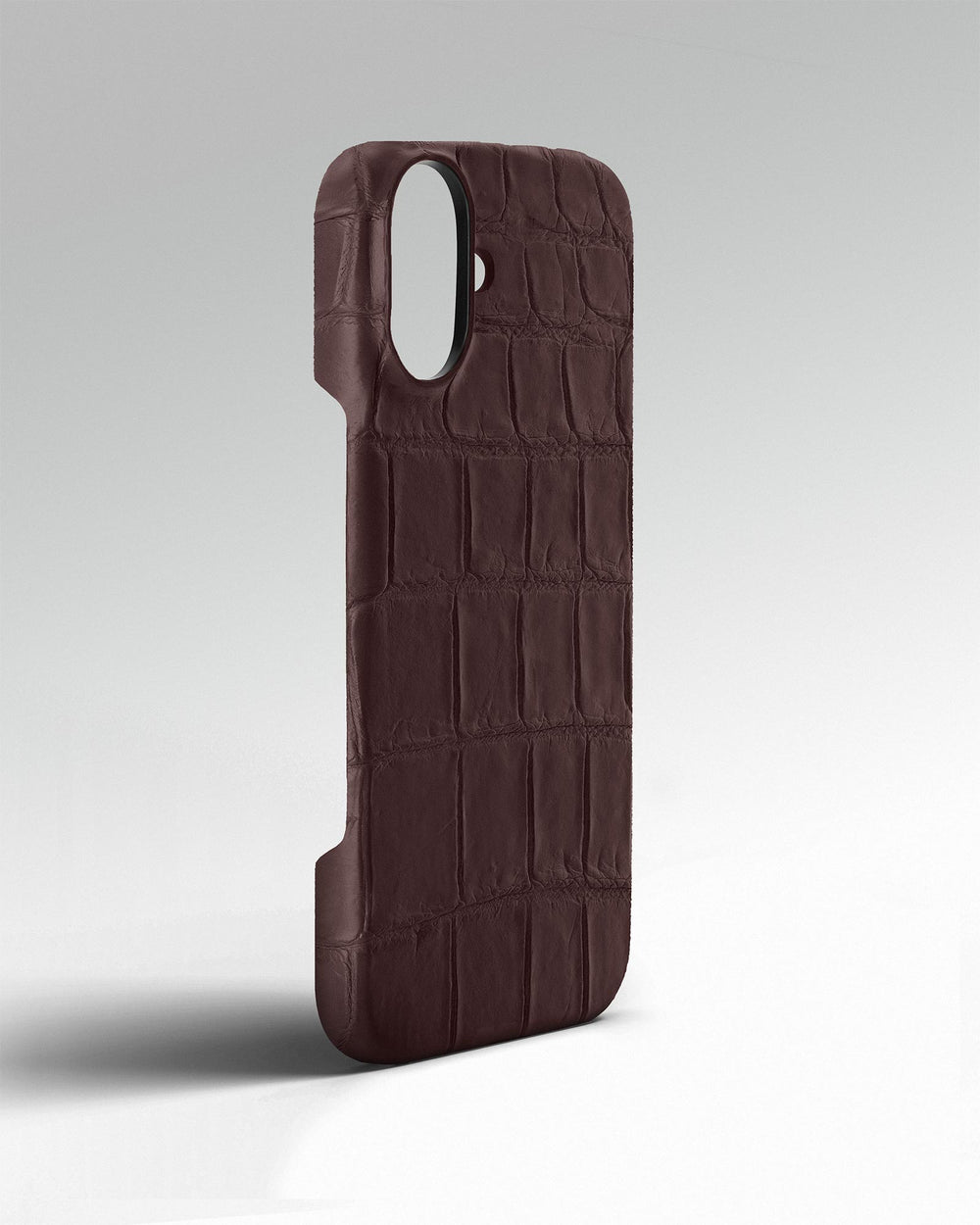 Dark Brown Crocodile Leather Case for iPhone 15 Plus