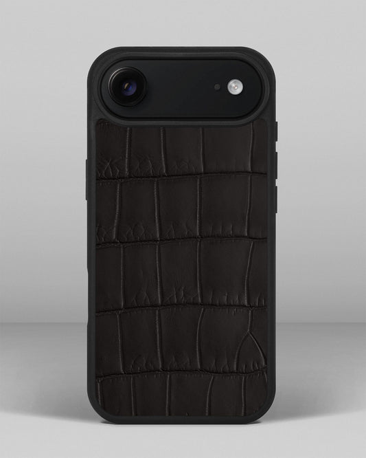 Dark brown crocodile leather case for iPhone 17 Air