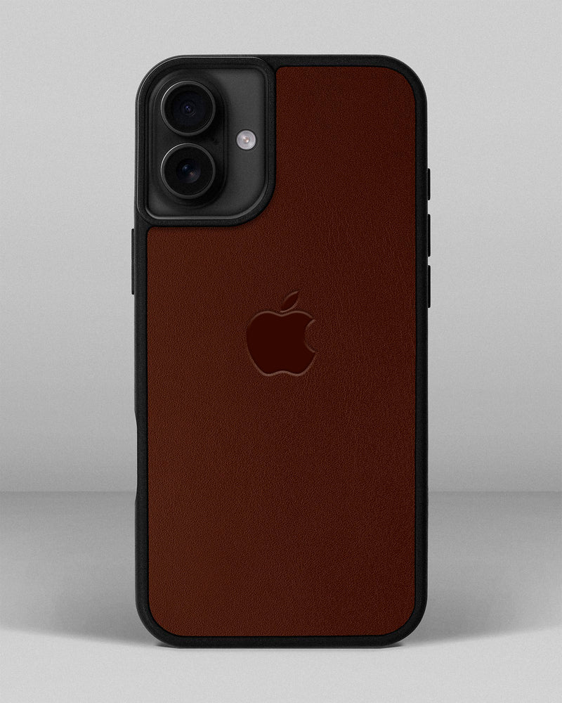 Чохол для iPhone 13 Mini із шкіри купон в рудому кольорі з логотипом яблука