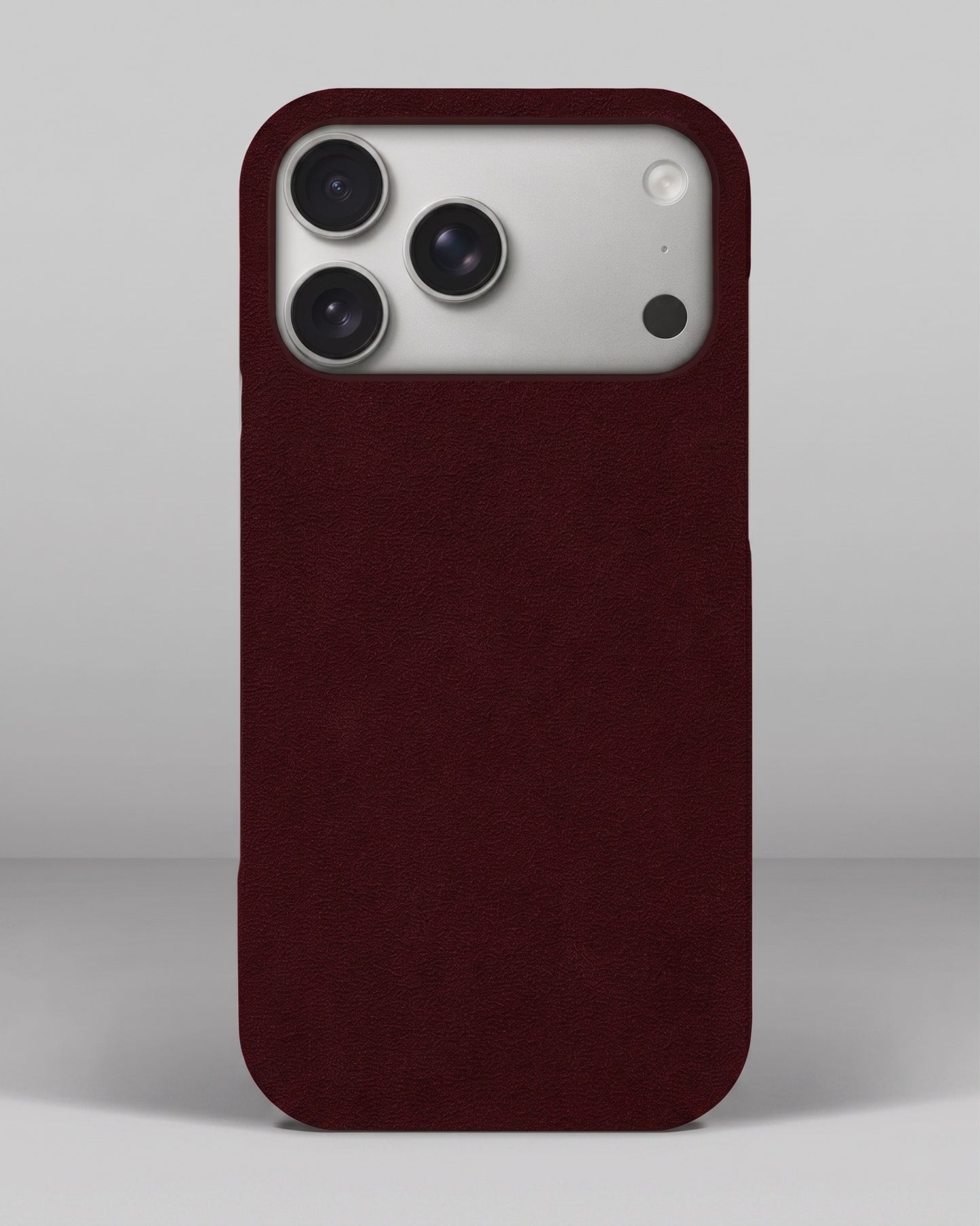 Burgundy alcantara case for iPhone 17 Pro Max