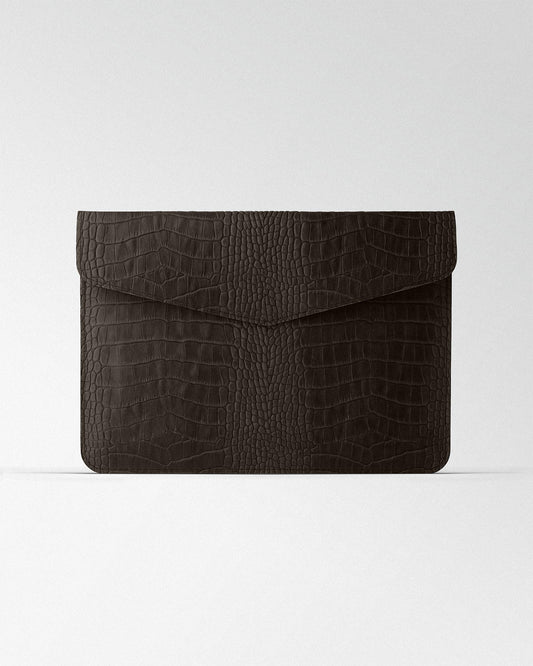 Чохол Magnetic Envelope  із темно-коричневого тиснення під крокодила для MacBook