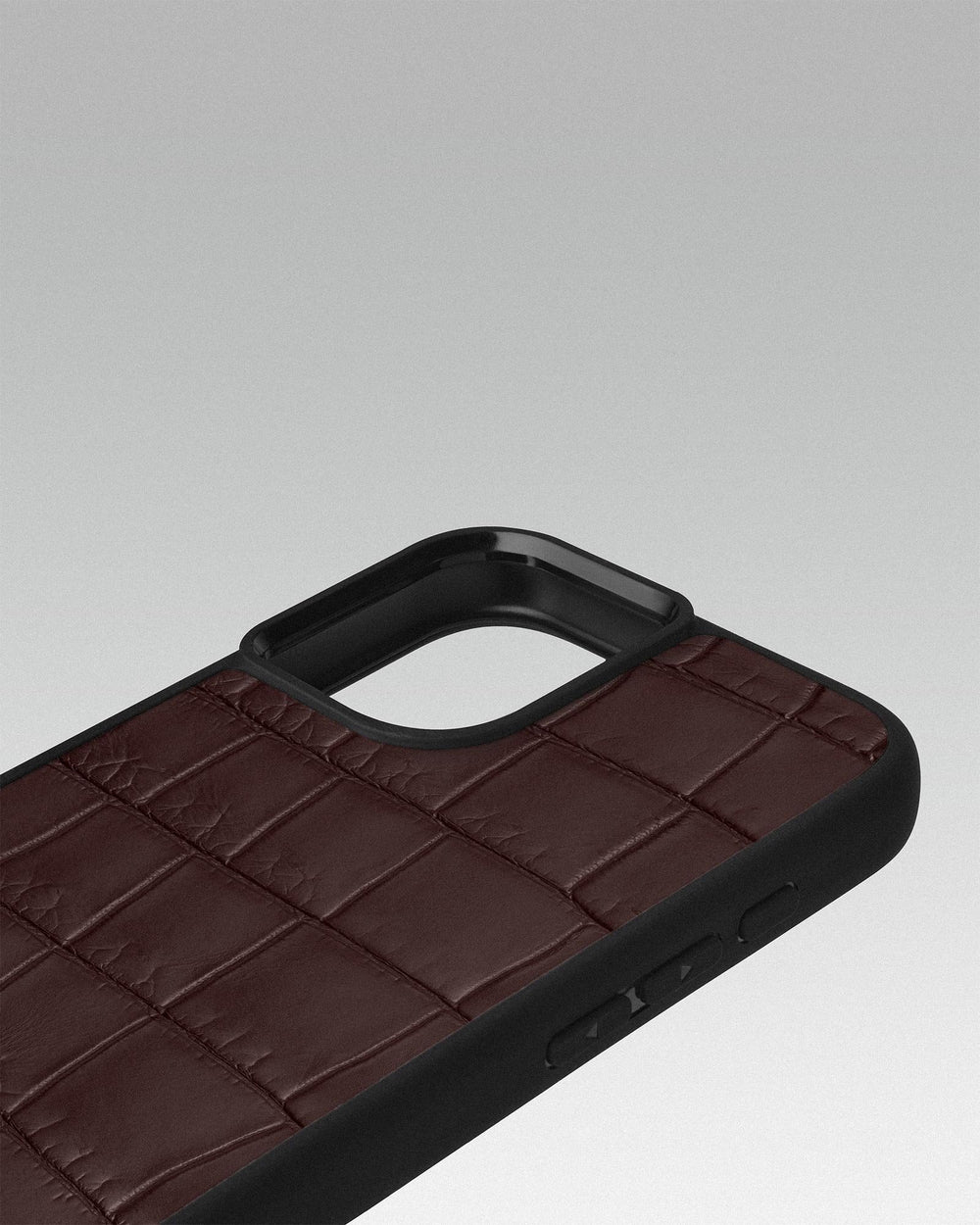 Dark brown crocodile leather case for iPhone 16 Plus