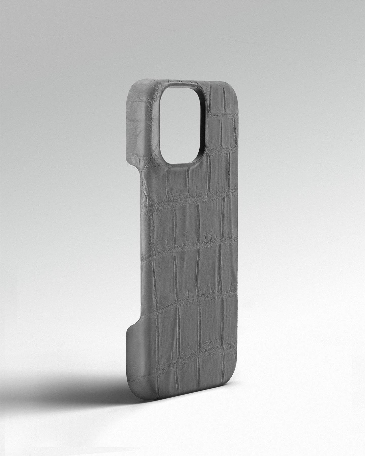 Сірий чохол обтягнутий шкірою крокодила для iPhone 16 Pro