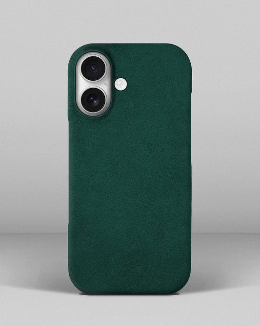 Green Alcantara case for iPhone 17