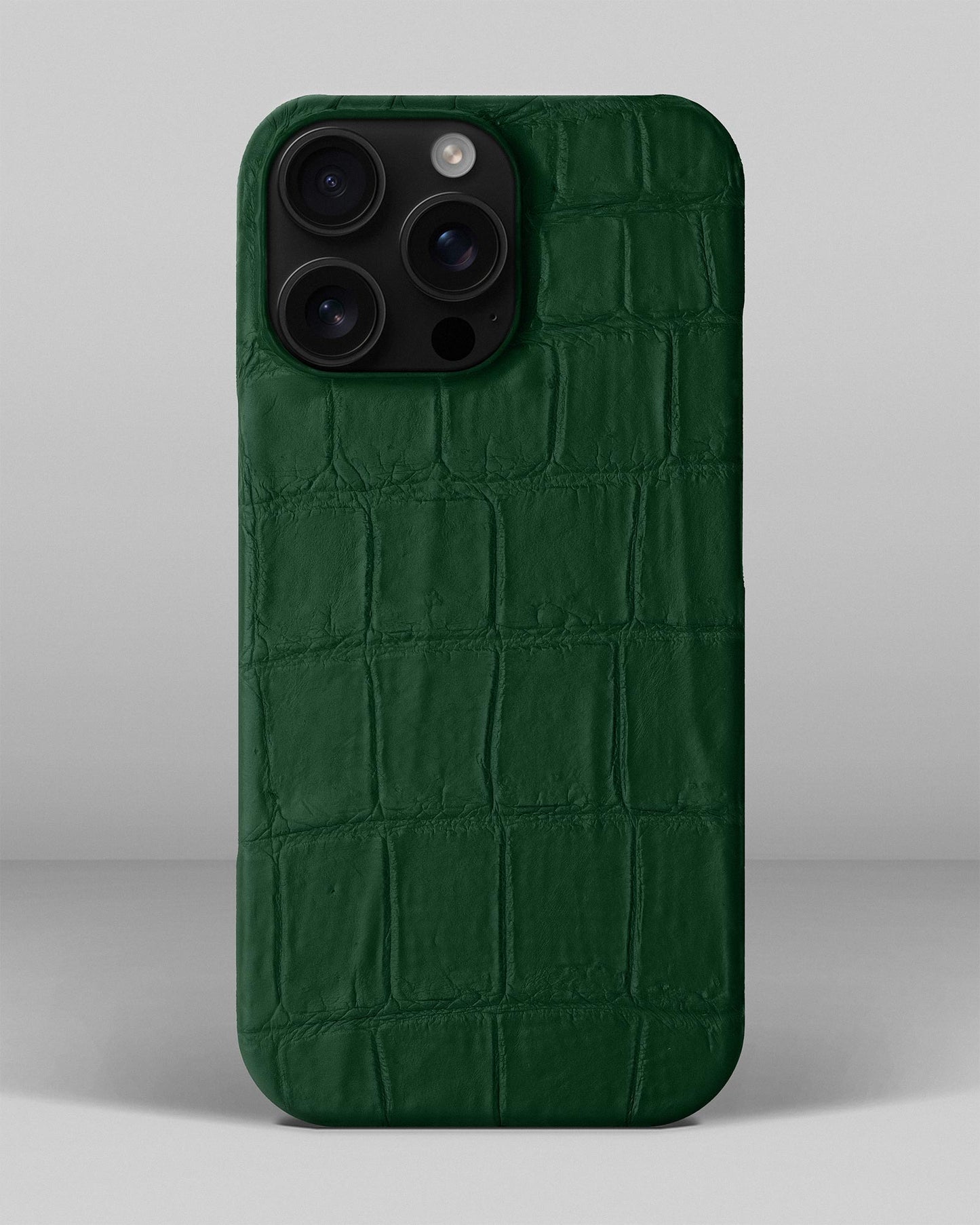 Темно-зелений чохол обтягнутий шкірою крокодила для iPhone 16 Pro Max