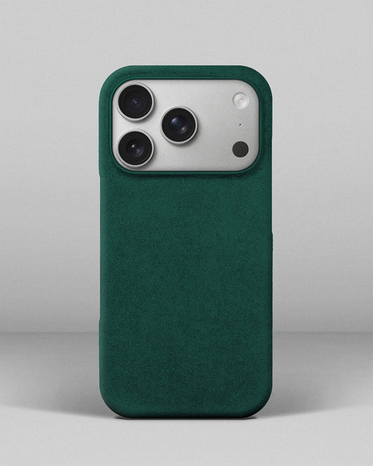 Green Alcantara case for iPhone 17 Pro