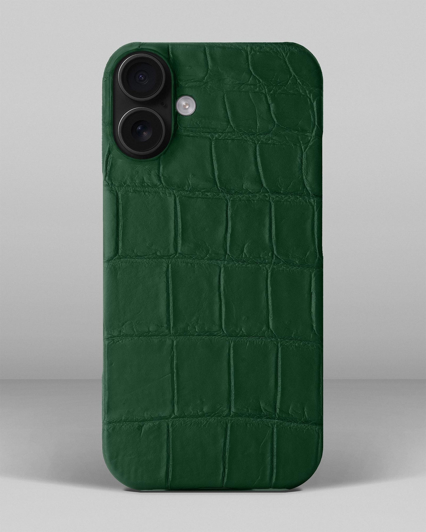 Темно-зелений чохол обтягнутий шкірою крокодила для iPhone 15 Plus