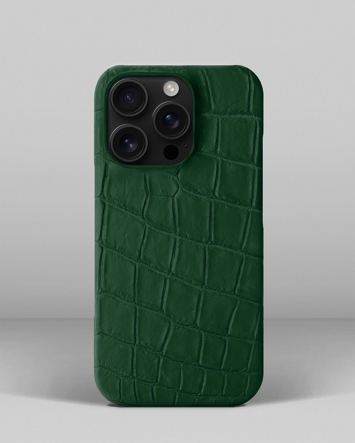 Темно-зелений чохол обтягнутий шкірою крокодила для iPhone 14 Pro