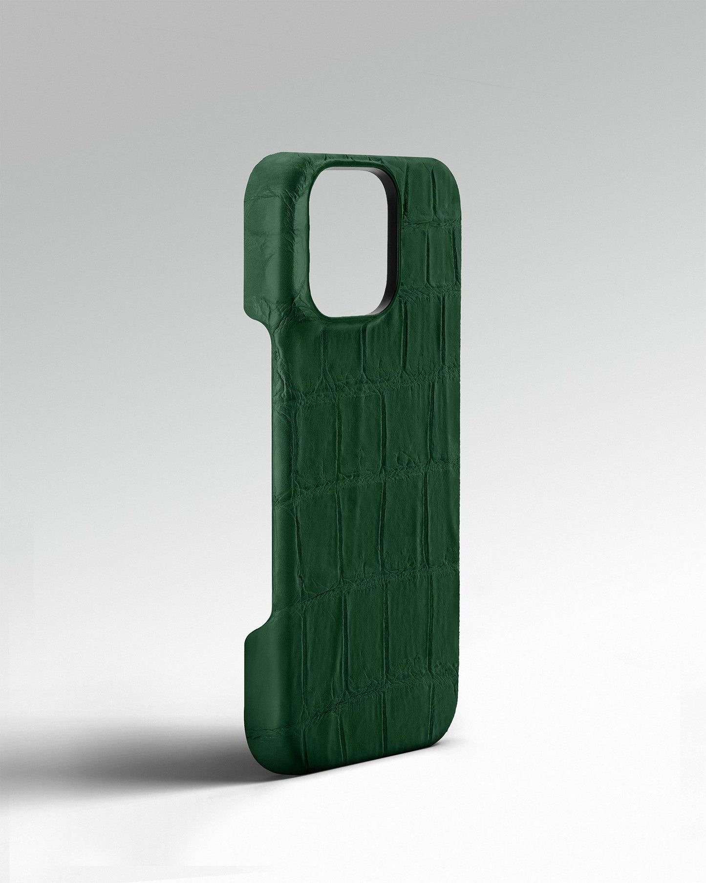 Темно-зелений чохол обтягнутий шкірою крокодила для iPhone 14 Pro