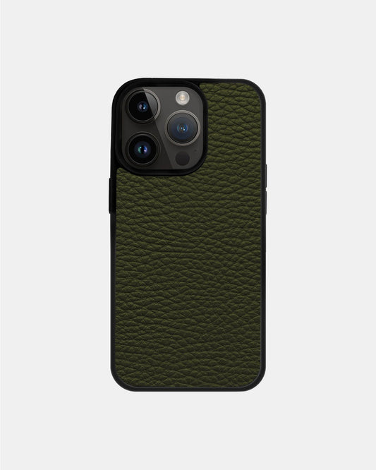 Чохол із зеленої телячої шкіри флотар для iPhone 14 Pro