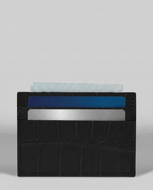 Cardholder made of black crocodile leather