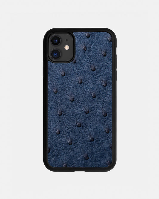 Чохол із темно-синьої шкіри страуса для iPhone 11
