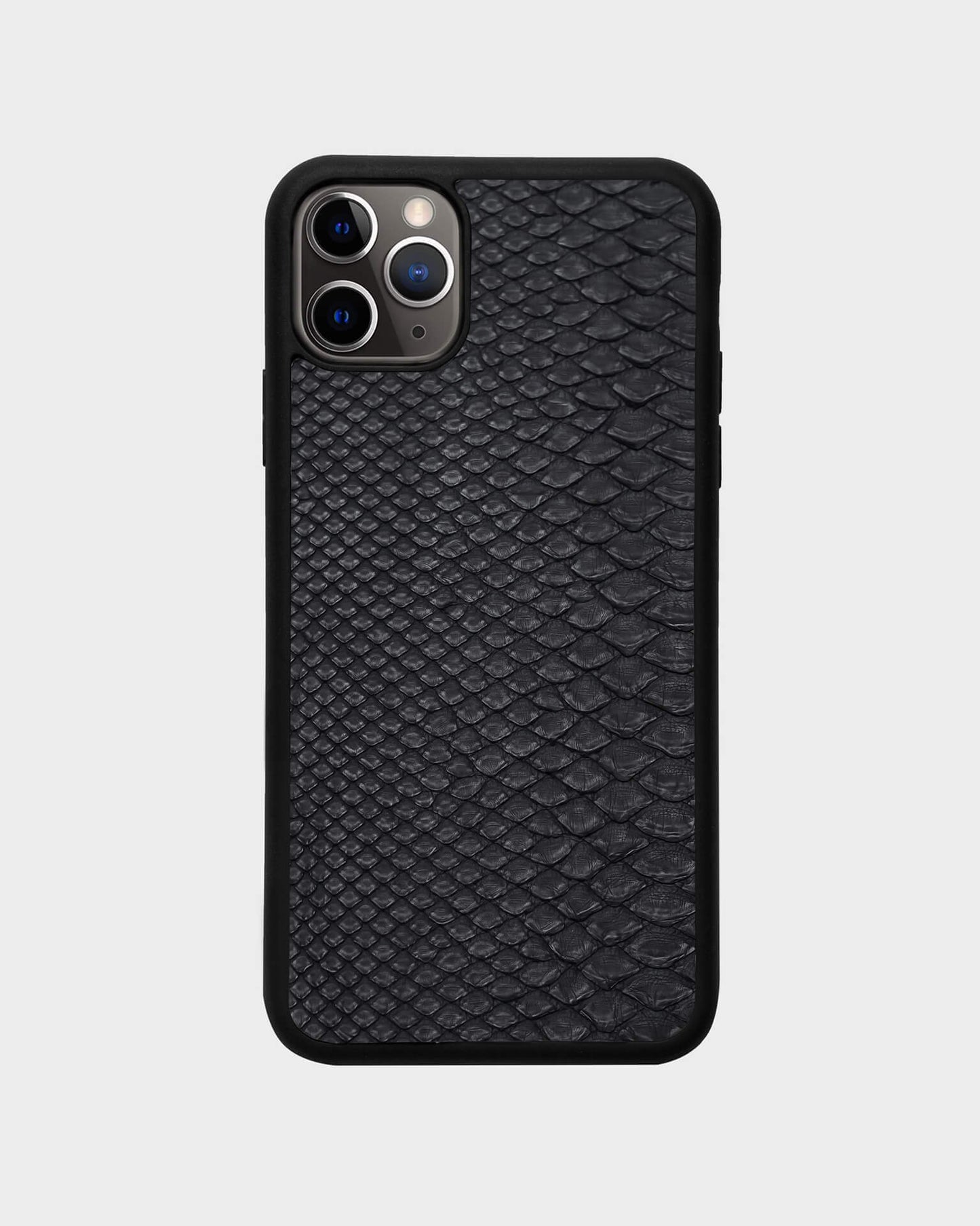 Чохол із чорної шкіри пітона з дрібними лусочками для iPhone 11 Pro Max