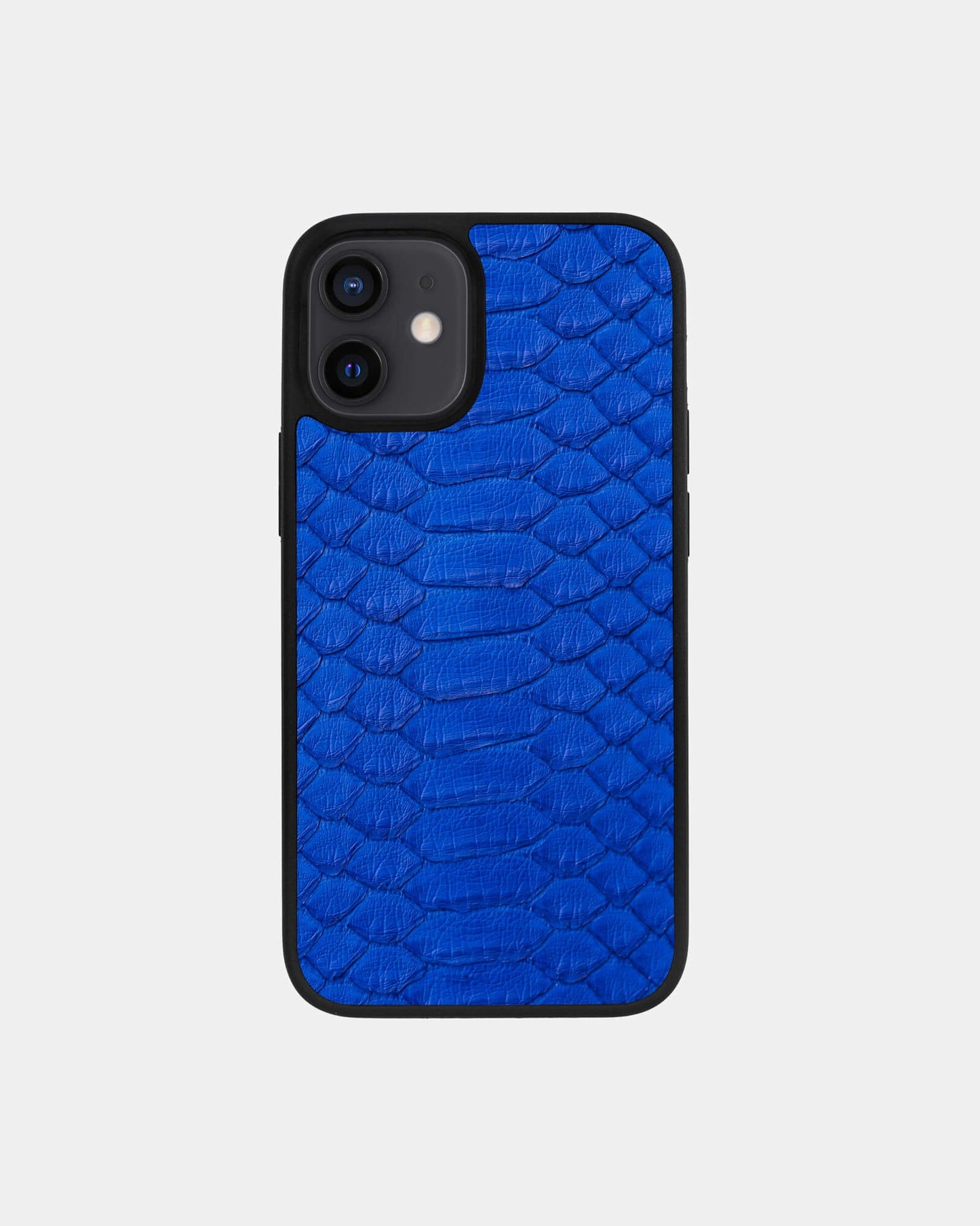 Чохол із синьої шкіри пітона з широкими лусочками для iPhone 12