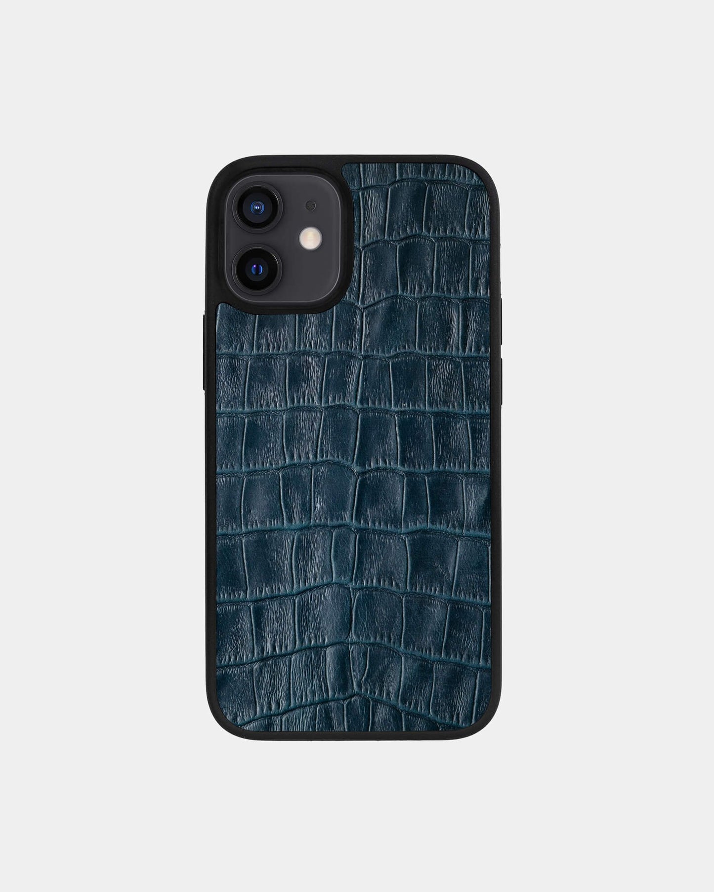 Чохол із темно-синього тиснення під крокодила на телячій шкірі для iPhone 12