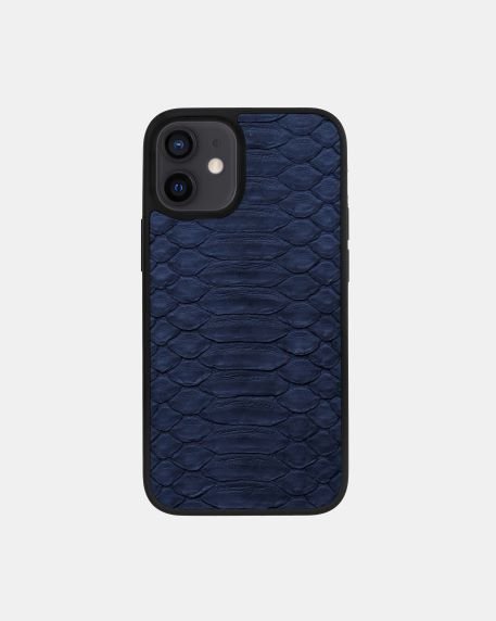 Чохол із темно-синьої шкіри пітона з широкими лусочками для iPhone 12