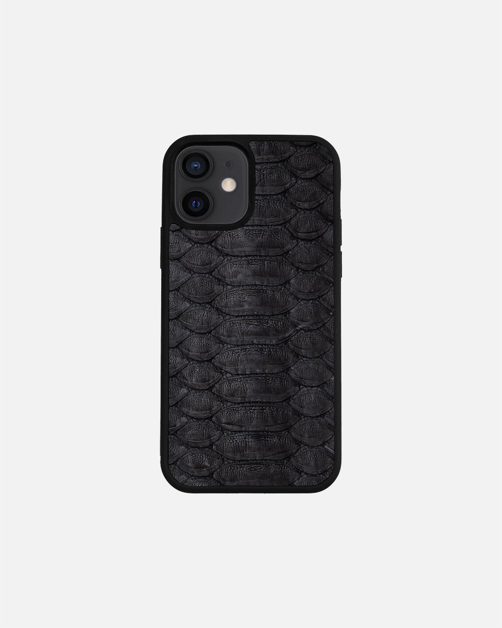 Чохол із чорної шкіри пітона з широкими лусочками для iPhone 12 Mini