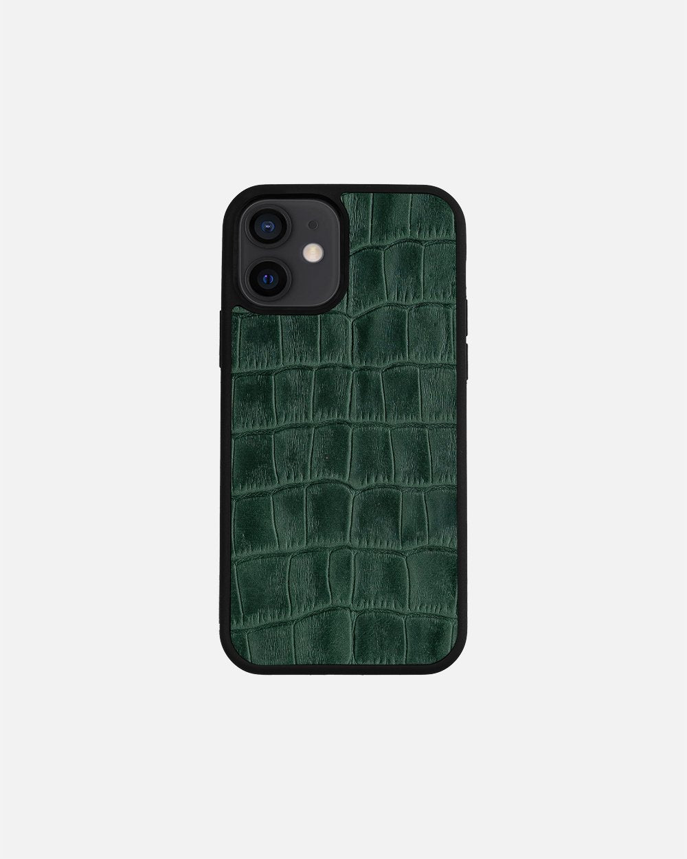 Чохол із зеленого тиснення під крокодила на телячій шкірі для iPhone 12 Mini