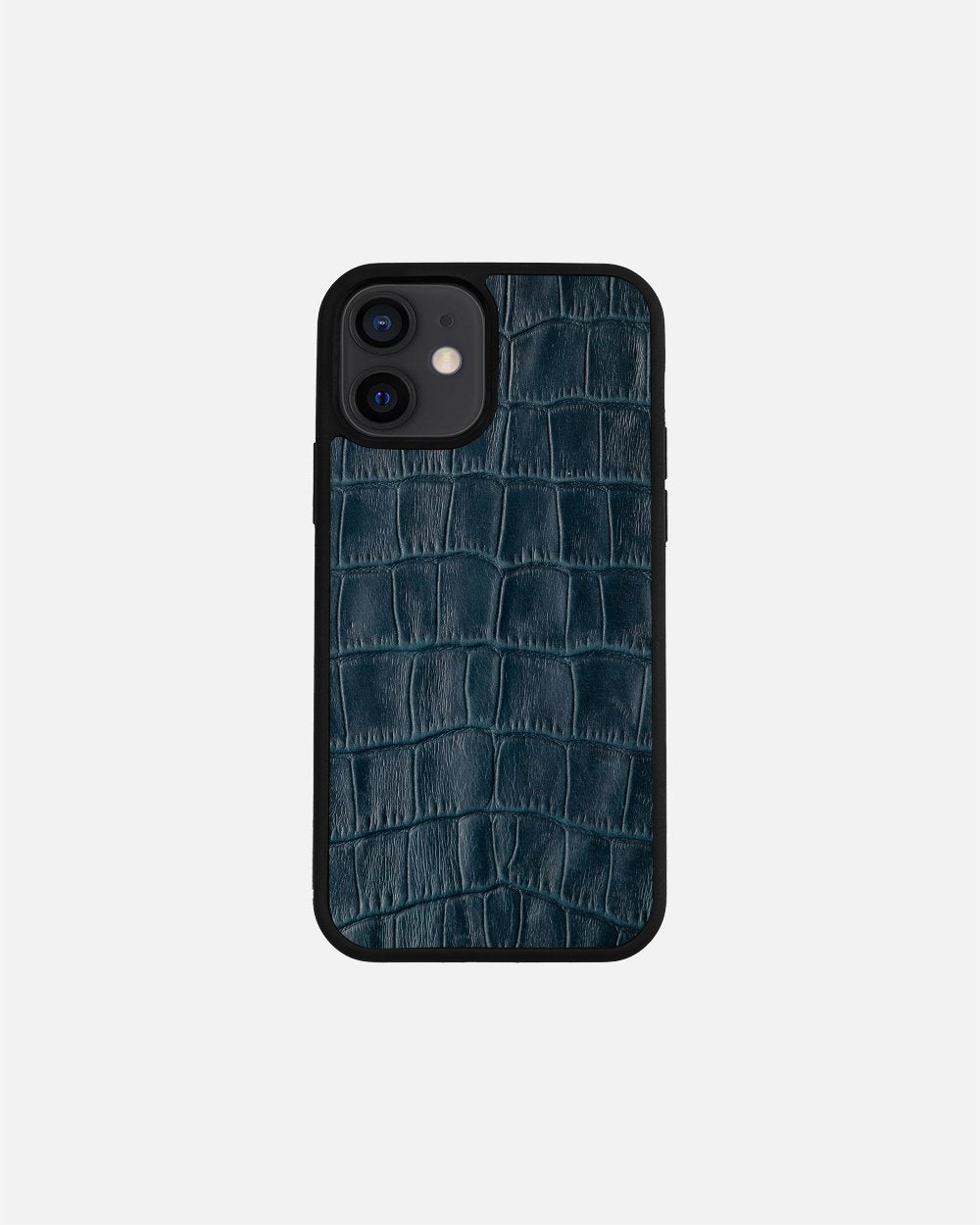 Чохол із темно-синього тиснення під крокодила на телячій шкірі для iPhone 12 Mini