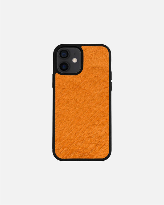 Чохол із помаранчевої шкіри страуса без фолікул для iPhone 12 Mini