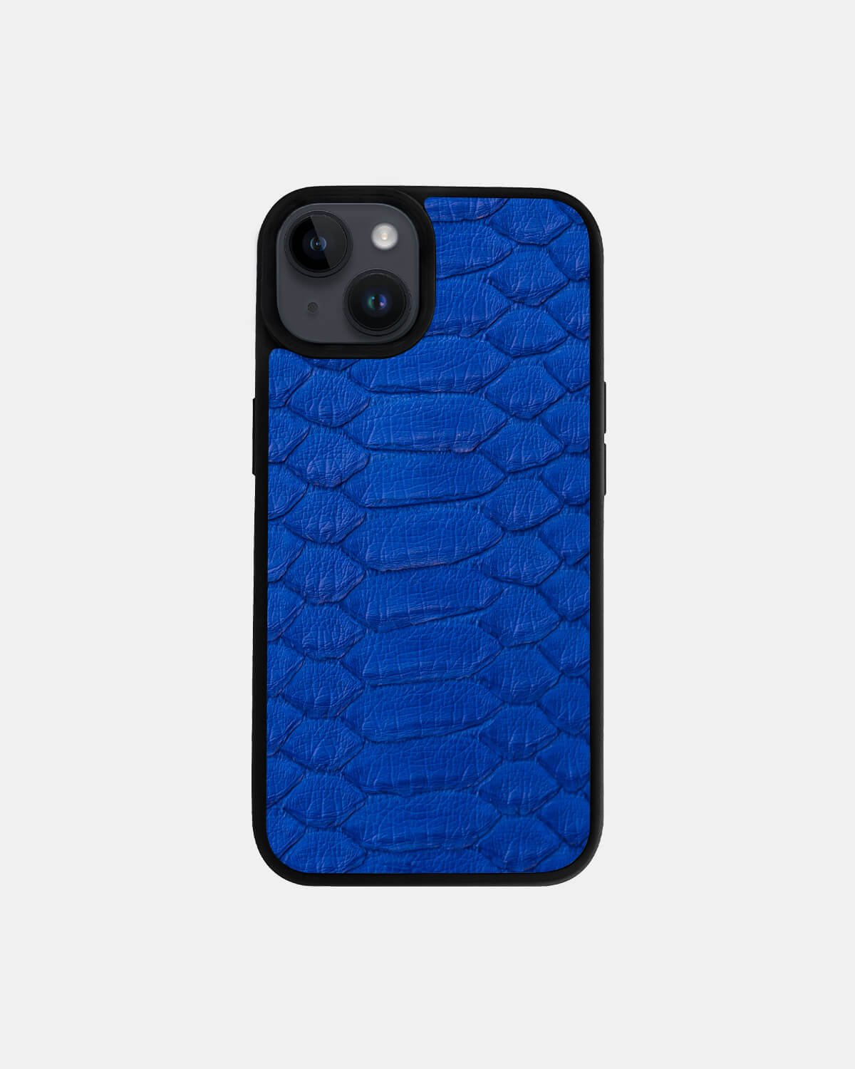 Чохол із синьої шкіри пітона з широкими лусочками для iPhone 14
