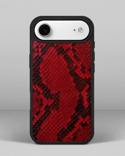 Чохол із червоної шкіри пітона з дрібними лусочками для iPhone 17 Air