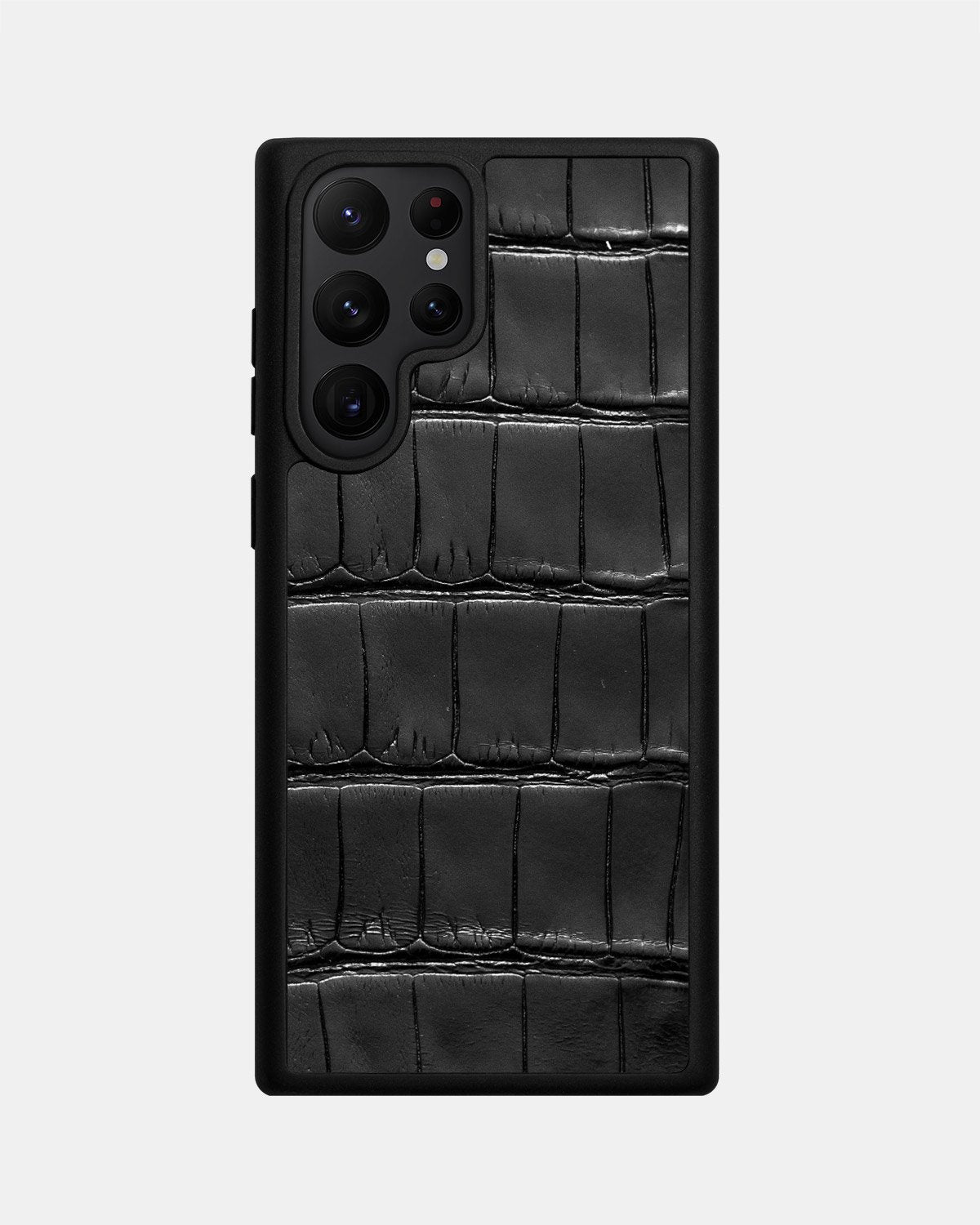 Чорний чохол зі шкіри крокодила для Samsung S22 Ultra