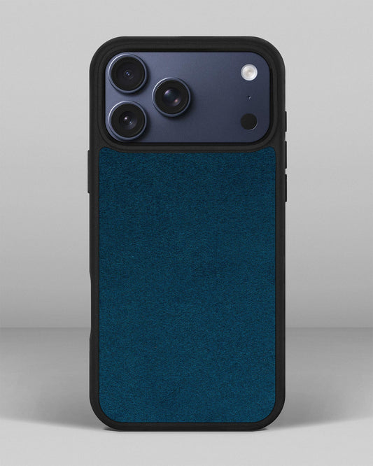 Case with blue Alcantara insert for iPhone 17 Pro Max