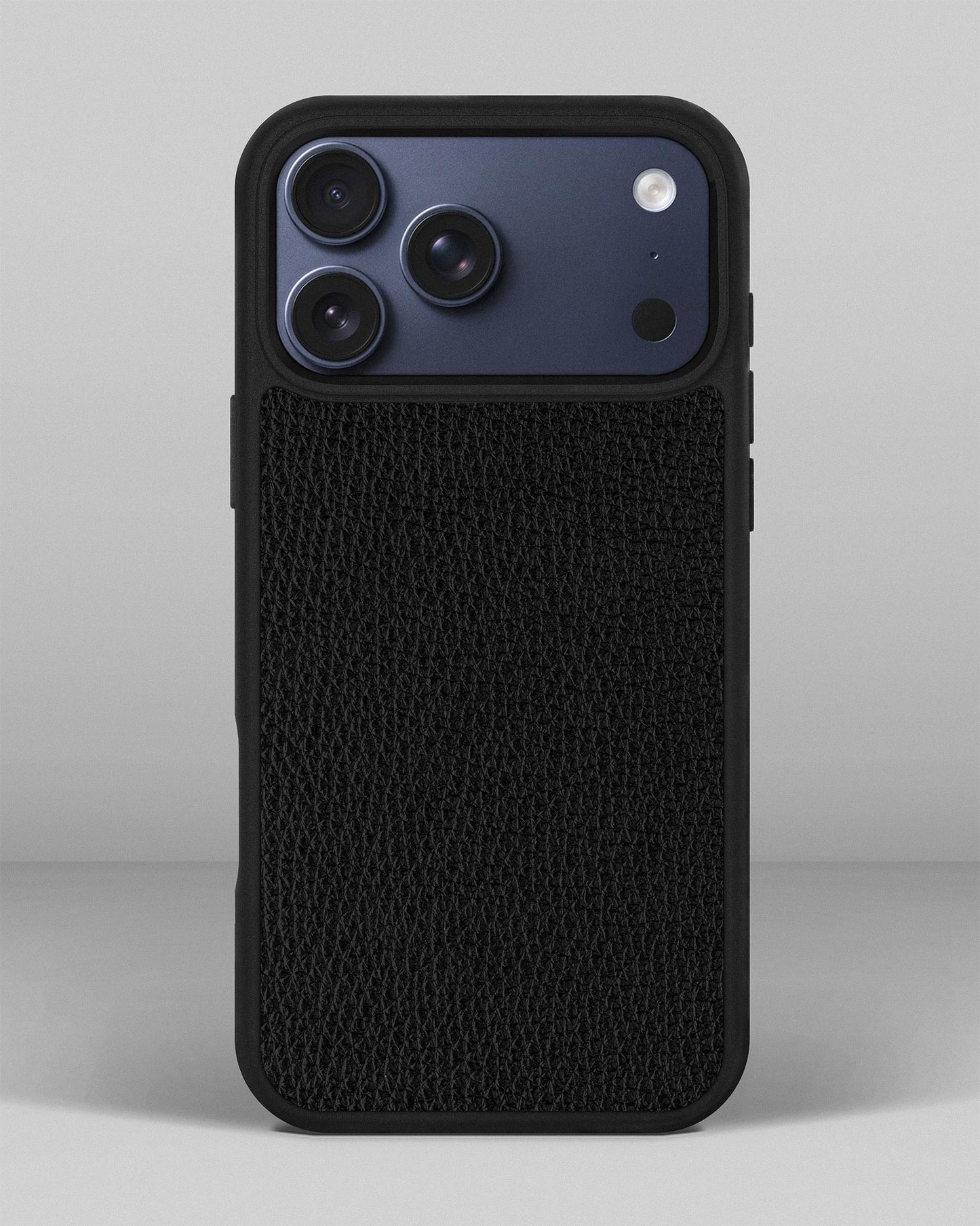 Black calfskin floater case for iPhone 17 Pro Max