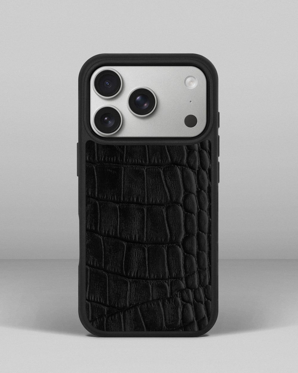 Black crocodile embossed calfskin case for iPhone 17 Pro