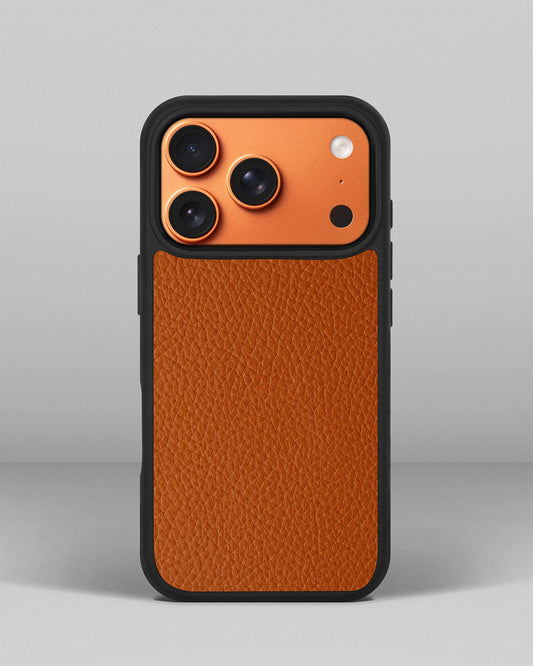 Orange calf leather float case for iPhone 16 Pro Max