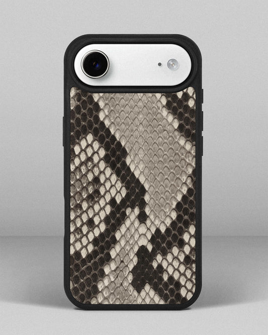 Чохол із чорно-білої шкіри пітона з дрібними лусочками для iPhone 17 Air