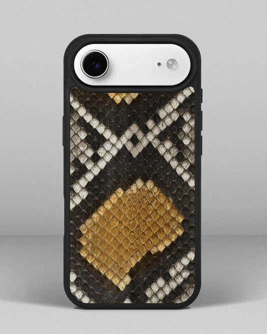 Чохол із сіро-жовтої шкіри пітона з дрібними лусочками для iPhone 17 Air
