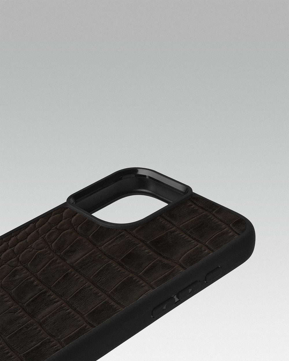 Dark brown crocodile embossing calfskin case for iPhone 16 Plus
