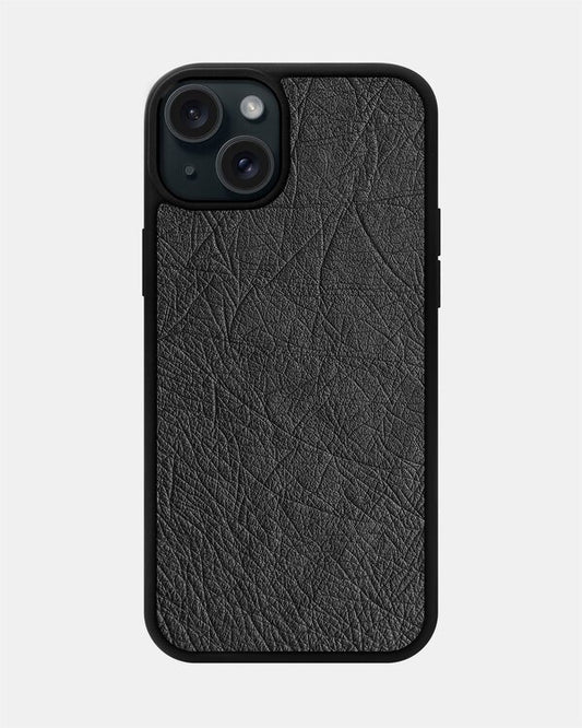 Чохол із темно-сірої шкіри страуса без фолікул для iPhone 15 Plus