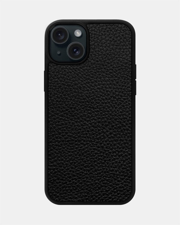 Чохол із чорної телячої шкіри флотар для iPhone 15 Plus