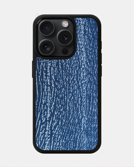 Чохол із синьої шкіри акули для iPhone 15 Pro Max