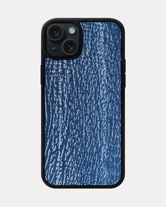 Чохол із синьої шкіри акули для iPhone 15 Plus